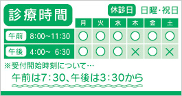 まつもと整形外科の診療時間表